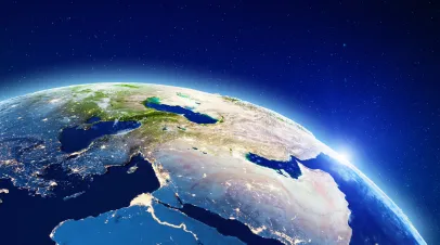 Satellite view of the Persian Gulf and Mediterranean