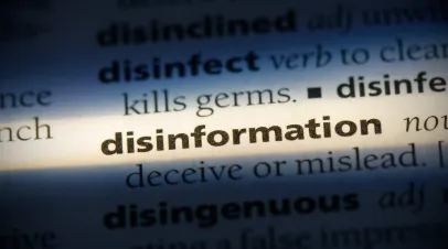 image of a dictionary page with the definition of disinformation highlighted