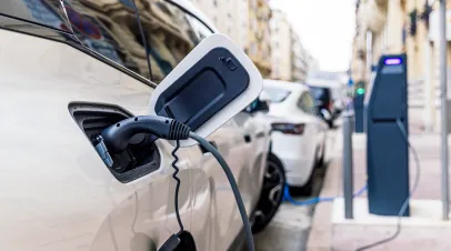 Electric car being charged