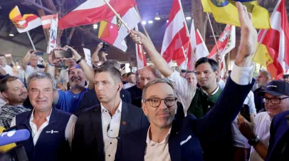 FPÖ leader Herbert Kickl attends his party's election campaign kick-off in Graz, Austria, on September 7.