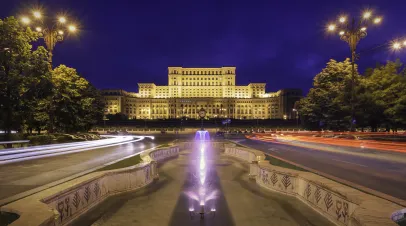 Bucharest night skyline