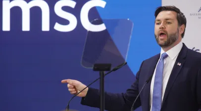 JD Vance speaking at a Munich Security Conference Podium 