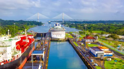 Panoramic view of the Panama Canal