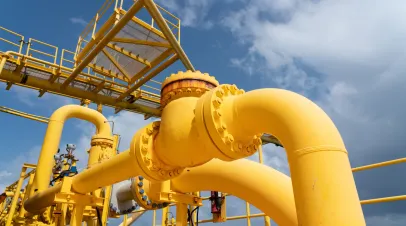piple line Oil and gas processing plant with pipe line valves.Steel pipelines and valves.Oil pipeline valves in the oil and gas industry.
