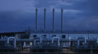 A power plant on a cloudy evening