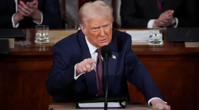 U.S. President Donald Trump addresses a joint session of Congress at the U.S. Capitol on March 04, 2025 in Washington, DC.