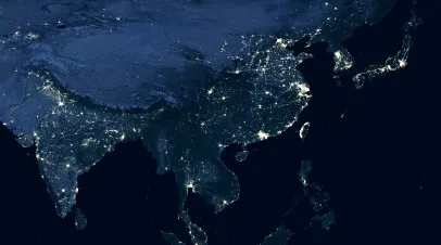 Satellite view of Asia