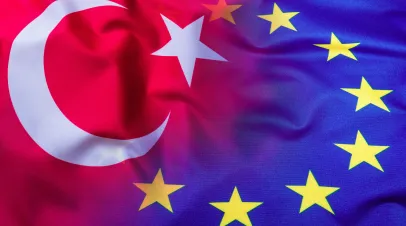 EU and Turkish flag graphic
