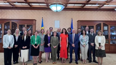 The delegation meeting with Moldova President Maia Sandu.