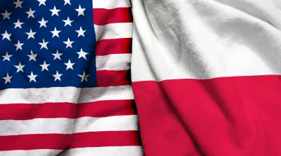 Poland and US flags next to each other