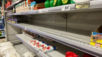 Empty store shelves in Moscow
