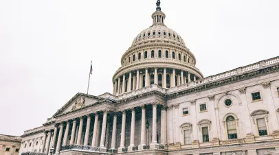 United States Capitol Scenic Snow Sunset