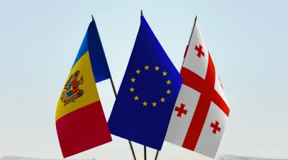 Flags of Moldova European Union and Georgia