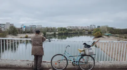 Bridge in Tiraspol city. The bridge connects the city of Tiraspol and the village nearest announcement Kitskany.