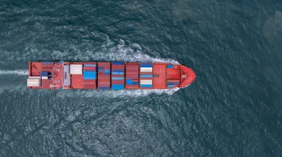 Aerial view container ship logistic container cargo, Global business container cargo freight shipping commercial trade logistic transportation international, Container cargo freight ship.