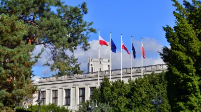 Warsaw, Poland. 17 October 2023. Sejm this lower house of Polish parliament. Legislative Sejm, Place of meetings of Polish deputies passing laws. Polish parliament.