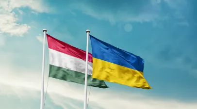 Hungary and Ukrainian flags