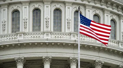 US Capitol with Flag