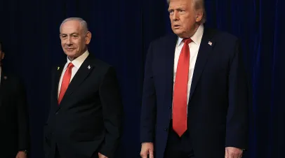 U.S. President Donald Trump holds a press conference with Israeli Prime Minister Benjamin Netanyahu at his Mar-a-Lago club on December 29, 2025 in Palm Beach, Florida. The two leaders held a bilateral meeting to discuss regional security in the Middle East as well as the U.S.-Israel partnership.