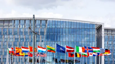 brussels, brussels, belgium- 08 06 2025: the nato headquarters in brussels