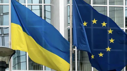 Ukraine and European Union flags