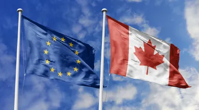 EU and Canada flags