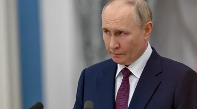 Russian President Vladimir Putin made statements at a joint press conference held after his meeting with Hungarian Prime Minister Viktor Orban at the Kremlin Palace. 05.07.2024 Russia Moscow