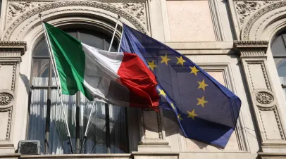 Italy and EU flags
