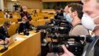 Photographers and journalists during a plenary session at the European Parliament.