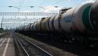 A train with tanks with petroleum products at the railway station