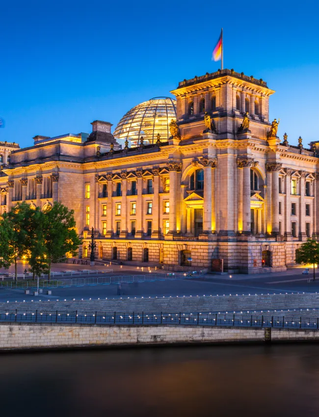 View of Germany's Reichstag parliament from the River Spree
