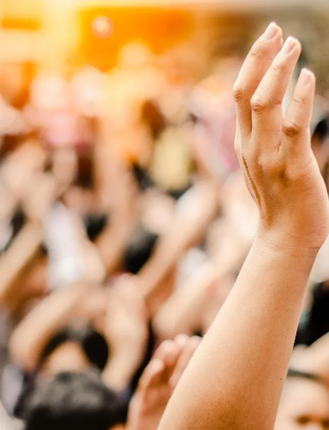 People raising hands