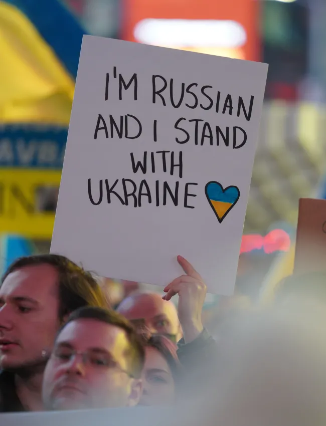 Protest against the attack on the Russian invasion in New York