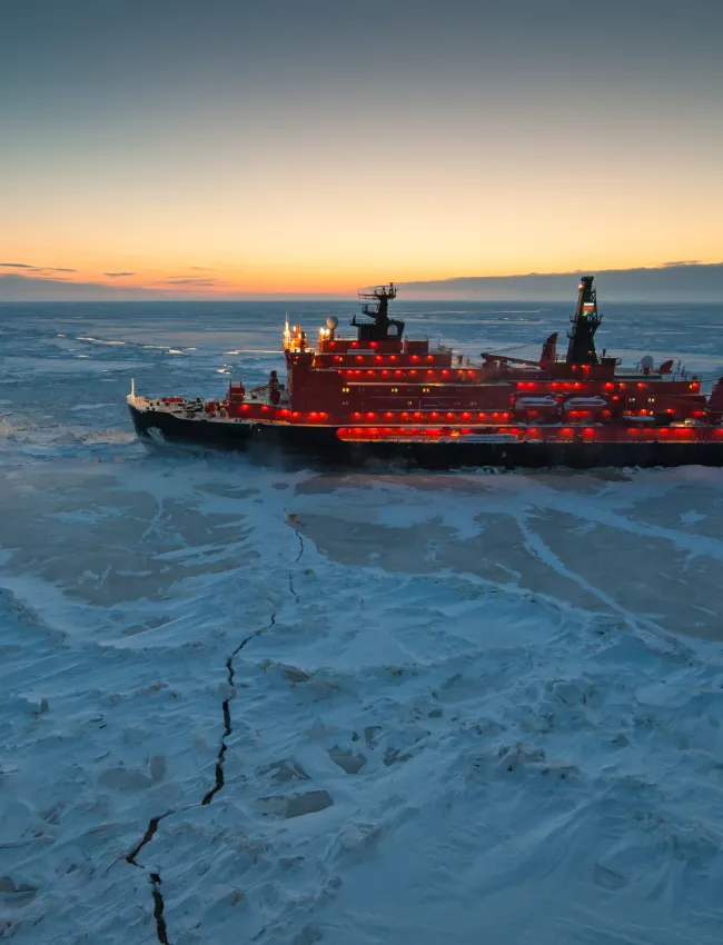 Icebreaking vessel in Arctic
