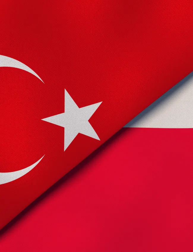 Two states flags of Turkey and Poland.