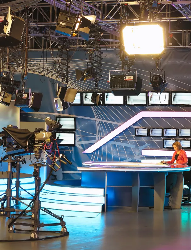 The picture shows a TV studio 