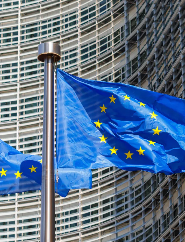 EU flags in front of European Commission