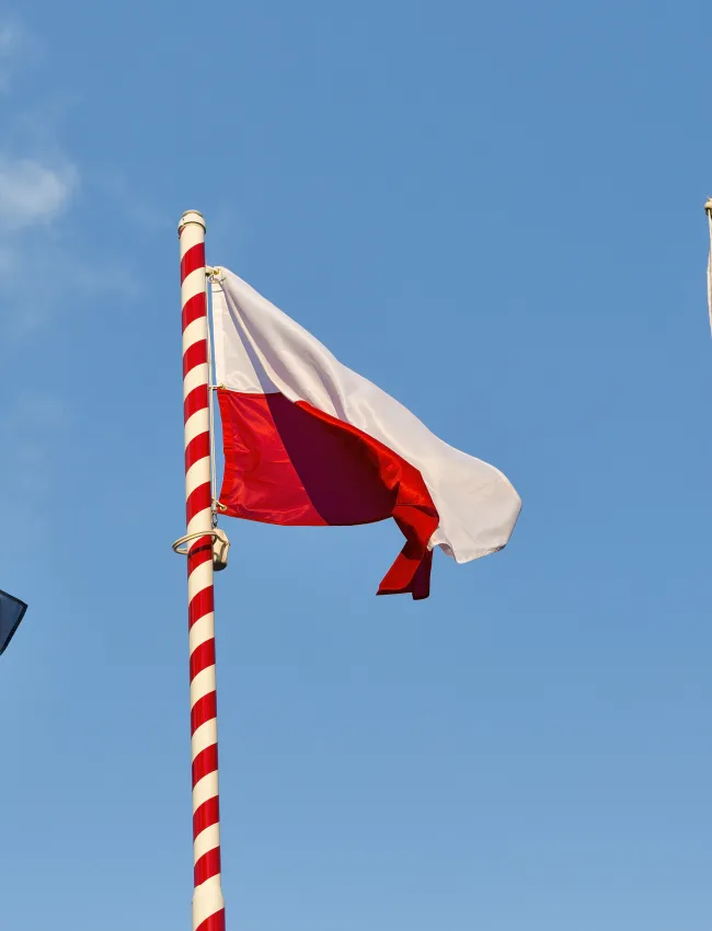 NATO, US, and Poland flags