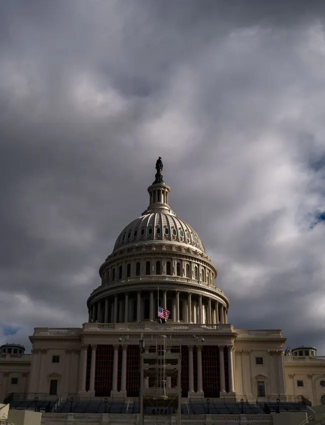 The Dome of the U.S. Capitol Building is visible as new temporary protective fencing is erected near the West Front of the U.S. Capitol Building on January 1, 2025 in Washington, DC. Along with security for the inauguration, the U.S. Capitol Building will get enhanced security protection for the January 6th, 2025 vote count to certify the election, similar to a State of the Union Address, after the Department of Homeland Security designated it a national special security event. 