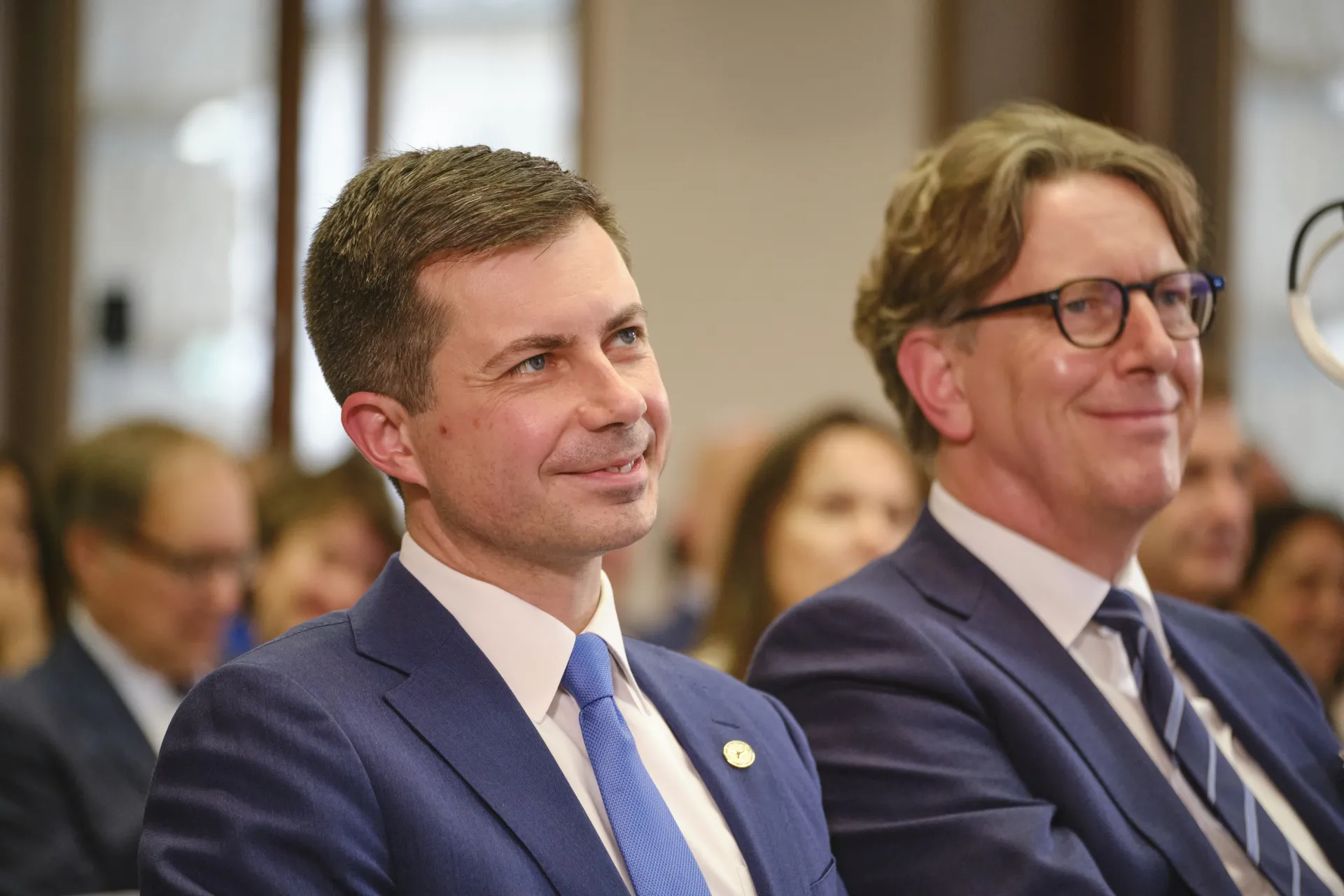 U.S. Secretary of Transportation Pete Buttigieg and KfW Group CEO Stefan Wintels