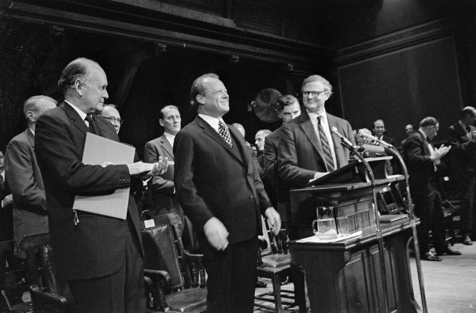 Willy Brandt at GMF founding at Harvard University in 1972