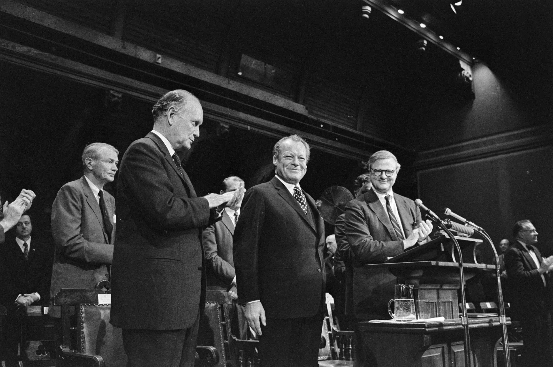 Willy Brandt at GMF founding at Harvard University in 1972