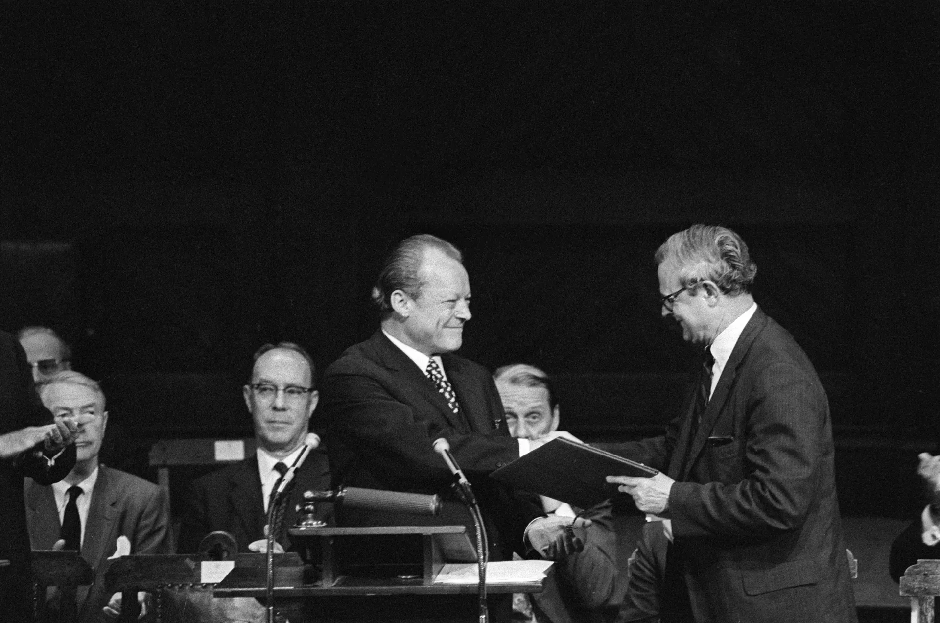 Willy Brandt at GMF founding at Harvard University in 1972